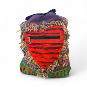 India Boutique Colorful Heart Design Backpack NWT